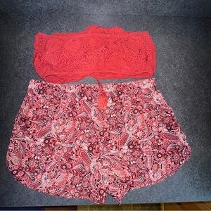 Boho Tube top and Paisley shorts set